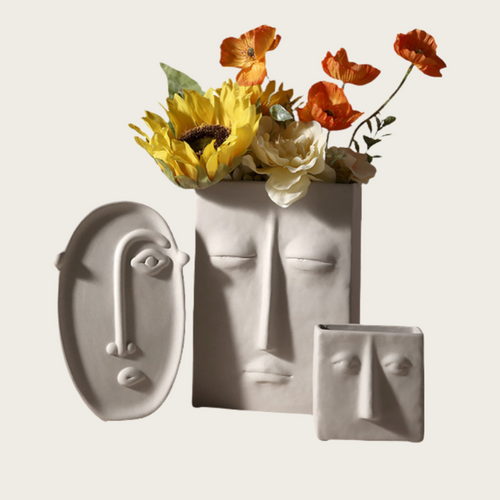 Ceramic vase simple human face art home decoration