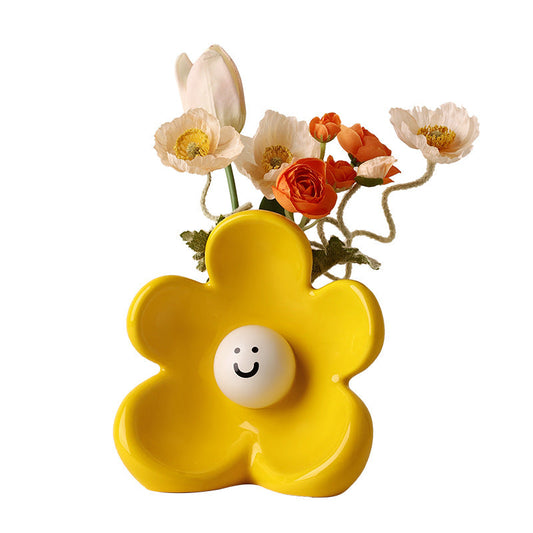 Cute Smiley Face Vase Ceramic Decoration