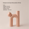  Tubular Ceramic Cat/Vase Decoration（Pink）
